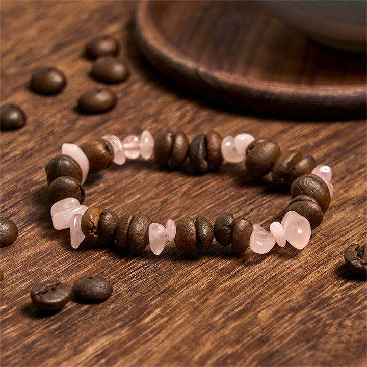 Bracelet en Buddha Stones fait à la main en grains de café naturels, améthyste, citrine, amazonite, cristal irrégulier - image 32