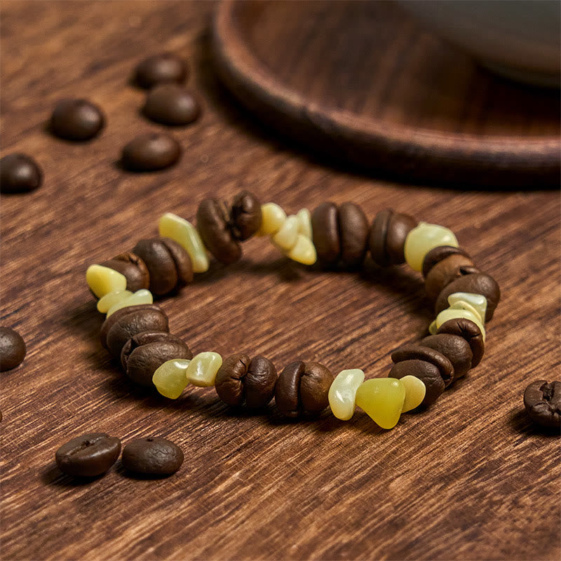 Bracelet en Buddha Stones fait à la main en grains de café naturels, améthyste, citrine, amazonite, cristal irrégulier - image 47