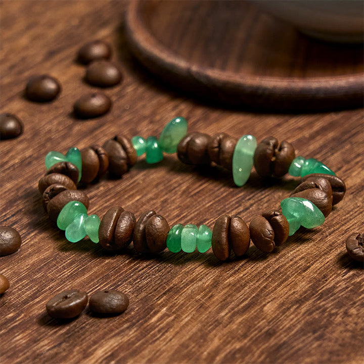 Bracelet en Buddha Stones fait à la main en grains de café naturels, améthyste, citrine, amazonite, cristal irrégulier - image 27