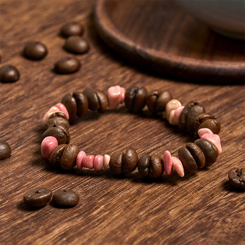 Bracelet en Buddha Stones fait à la main en grains de café naturels, améthyste, citrine, amazonite, cristal irrégulier - image 17