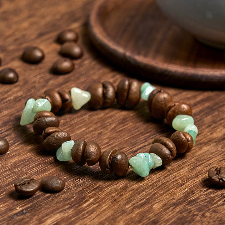 Bracelet en Buddha Stones fait à la main en grains de café naturels, améthyste, citrine, amazonite, cristal irrégulier - image 12