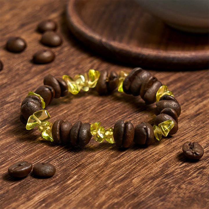 Bracelet en Buddha Stones fait à la main en grains de café naturels, améthyste, citrine, amazonite, cristal irrégulier - image 37