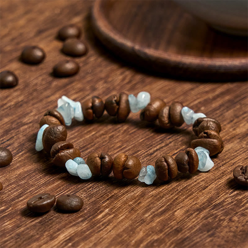 Bracelet en Buddha Stones fait à la main en grains de café naturels, améthyste, citrine, amazonite, cristal irrégulier - image 22