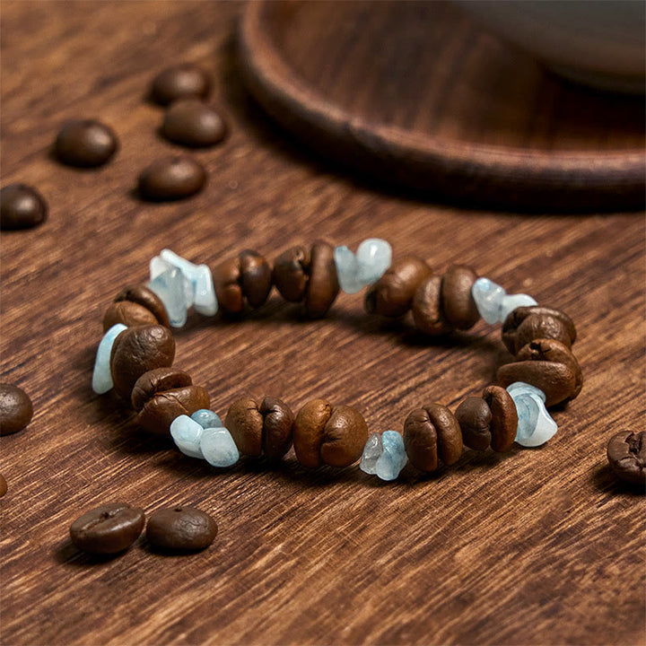Bracelet en Buddha Stones fait à la main en grains de café naturels, améthyste, citrine, amazonite, cristal irrégulier - image 22