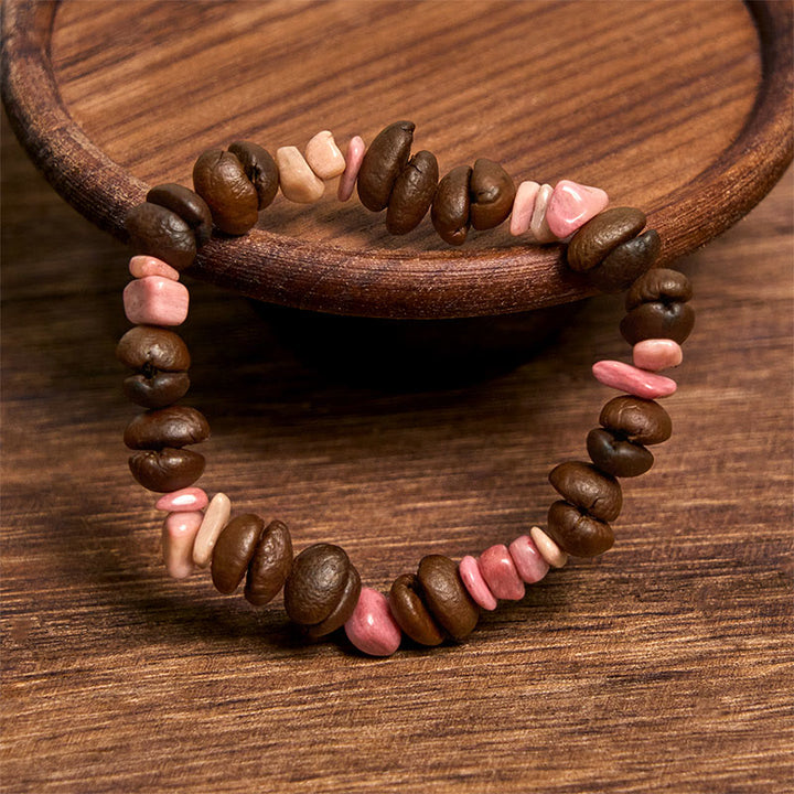 Bracelet en Buddha Stones fait à la main en grains de café naturels, améthyste, citrine, amazonite, cristal irrégulier - image 18
