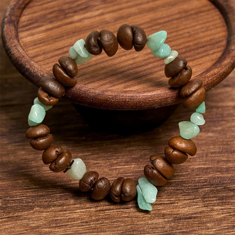Bracelet en Buddha Stones fait à la main en grains de café naturels, améthyste, citrine, amazonite, cristal irrégulier - image 13