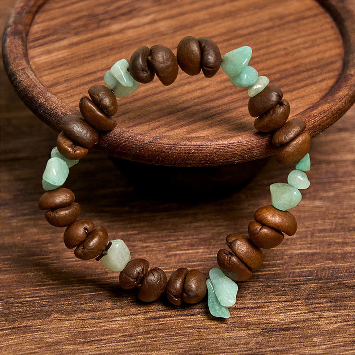 Bracelet en Buddha Stones fait à la main en grains de café naturels, améthyste, citrine, amazonite, cristal irrégulier - image 13