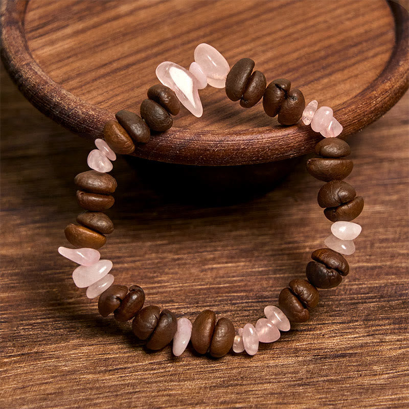 Bracelet en Buddha Stones fait à la main en grains de café naturels, améthyste, citrine, amazonite, cristal irrégulier - image 33