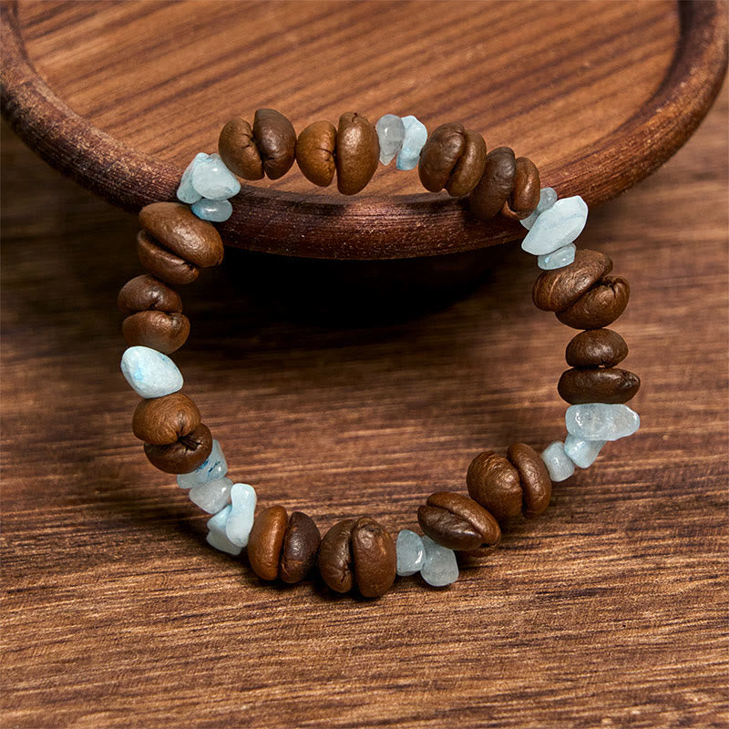Bracelet en Buddha Stones fait à la main en grains de café naturels, améthyste, citrine, amazonite, cristal irrégulier - image 23
