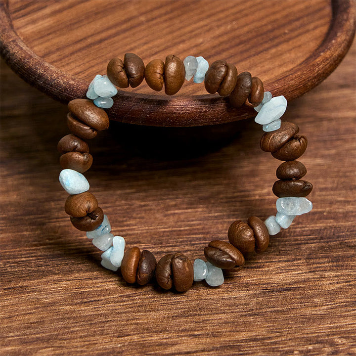 Bracelet en Buddha Stones fait à la main en grains de café naturels, améthyste, citrine, amazonite, cristal irrégulier - image 23