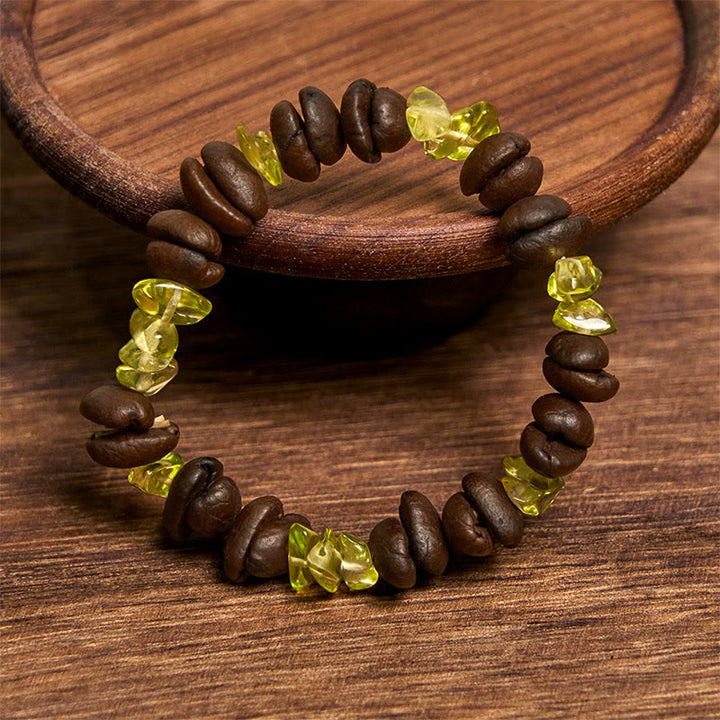 Bracelet en Buddha Stones fait à la main en grains de café naturels, améthyste, citrine, amazonite, cristal irrégulier - image 38