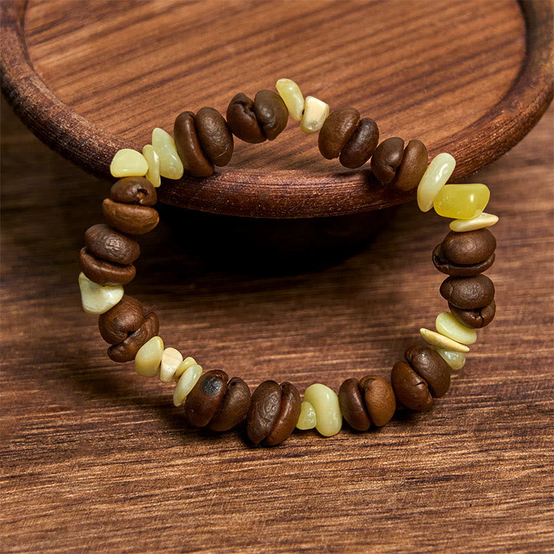 Bracelet en Buddha Stones fait à la main en grains de café naturels, améthyste, citrine, amazonite, cristal irrégulier - image 48