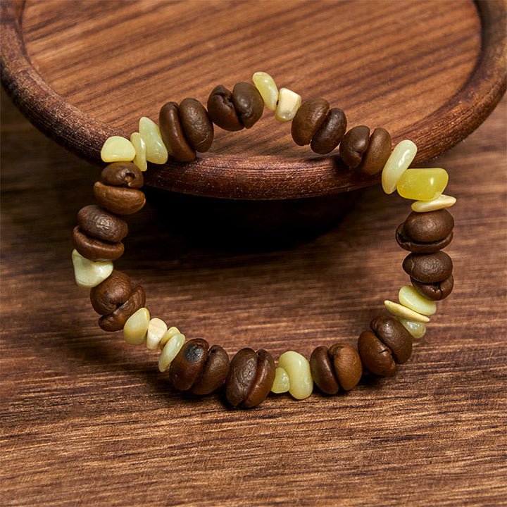 Bracelet en Buddha Stones fait à la main en grains de café naturels, améthyste, citrine, amazonite, cristal irrégulier - image 48