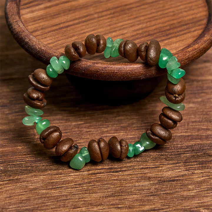 Bracelet en Buddha Stones fait à la main en grains de café naturels, améthyste, citrine, amazonite, cristal irrégulier - image 28