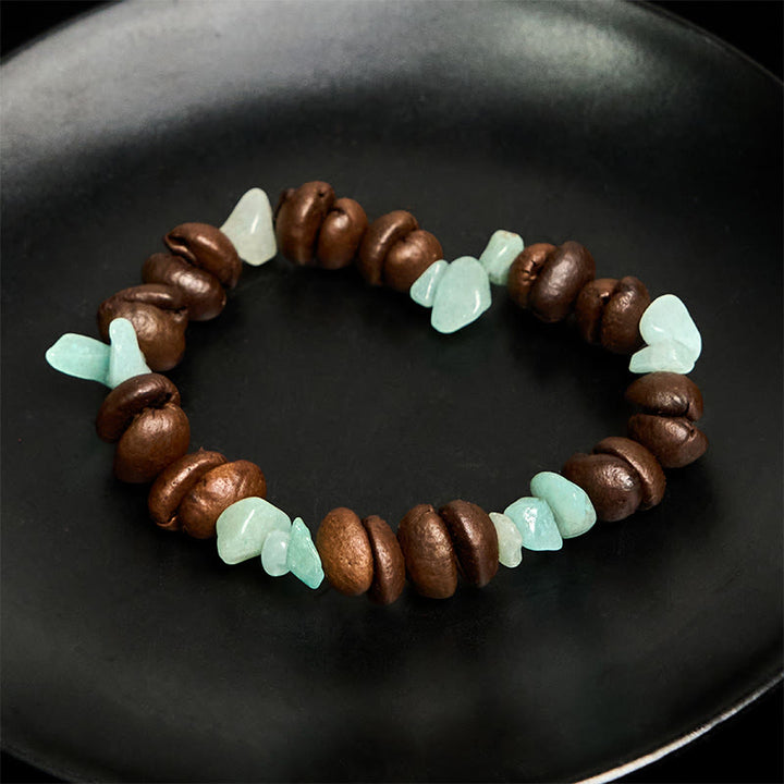 Bracelet en Buddha Stones fait à la main en grains de café naturels, améthyste, citrine, amazonite, cristal irrégulier - image 14