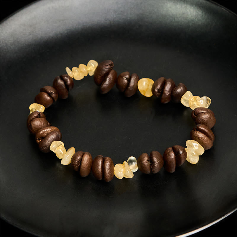 Bracelet en Buddha Stones fait à la main en grains de café naturels, améthyste, citrine, amazonite, cristal irrégulier - image 9