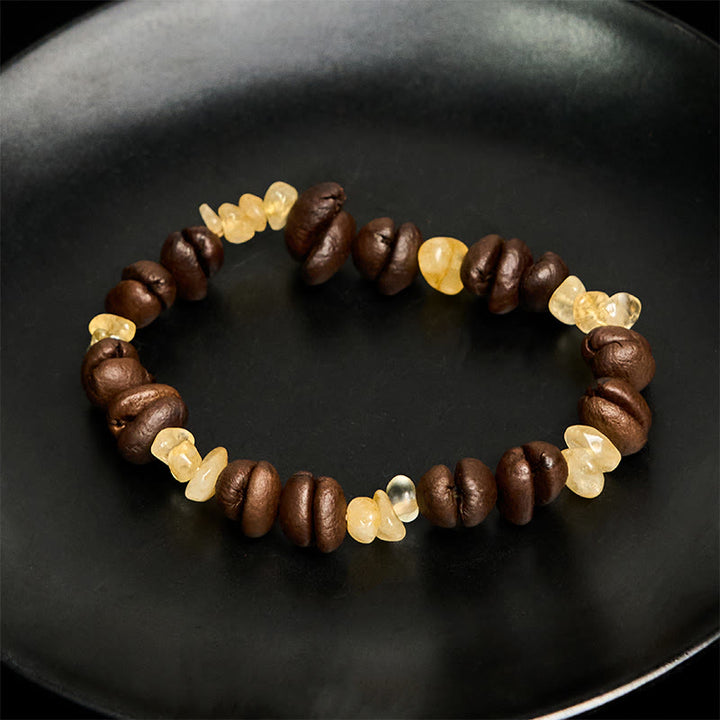 Bracelet en Buddha Stones fait à la main en grains de café naturels, améthyste, citrine, amazonite, cristal irrégulier - image 9