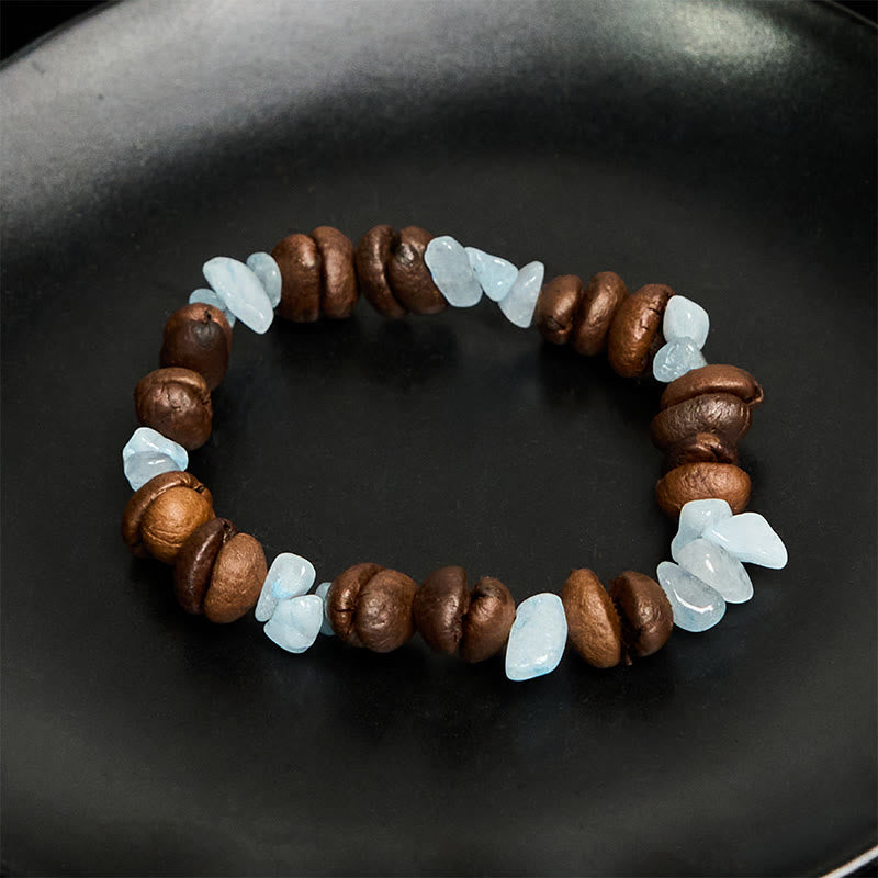Bracelet en Buddha Stones fait à la main en grains de café naturels, améthyste, citrine, amazonite, cristal irrégulier - image 24