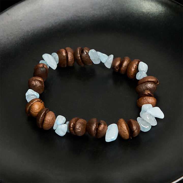 Bracelet en Buddha Stones fait à la main en grains de café naturels, améthyste, citrine, amazonite, cristal irrégulier - image 24