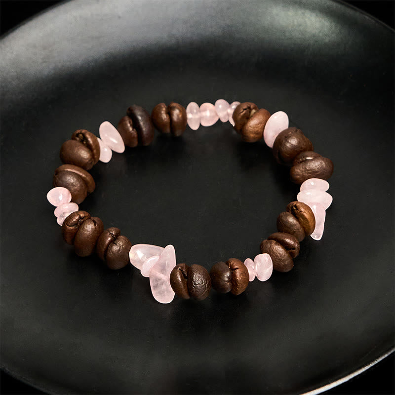 Bracelet en Buddha Stones fait à la main en grains de café naturels, améthyste, citrine, amazonite, cristal irrégulier - image 34