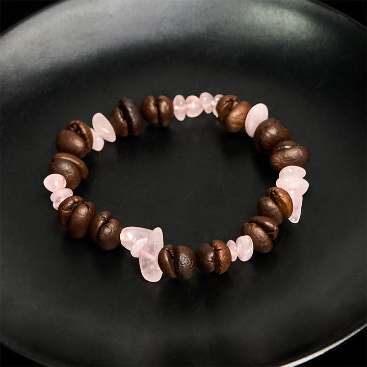 Bracelet en Buddha Stones fait à la main en grains de café naturels, améthyste, citrine, amazonite, cristal irrégulier - image 34