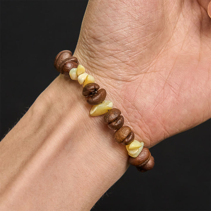 Bracelet en Buddha Stones fait à la main en grains de café naturels, améthyste, citrine, amazonite, cristal irrégulier - image 50