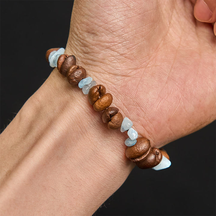 Bracelet en Buddha Stones fait à la main en grains de café naturels, améthyste, citrine, amazonite, cristal irrégulier - image 25