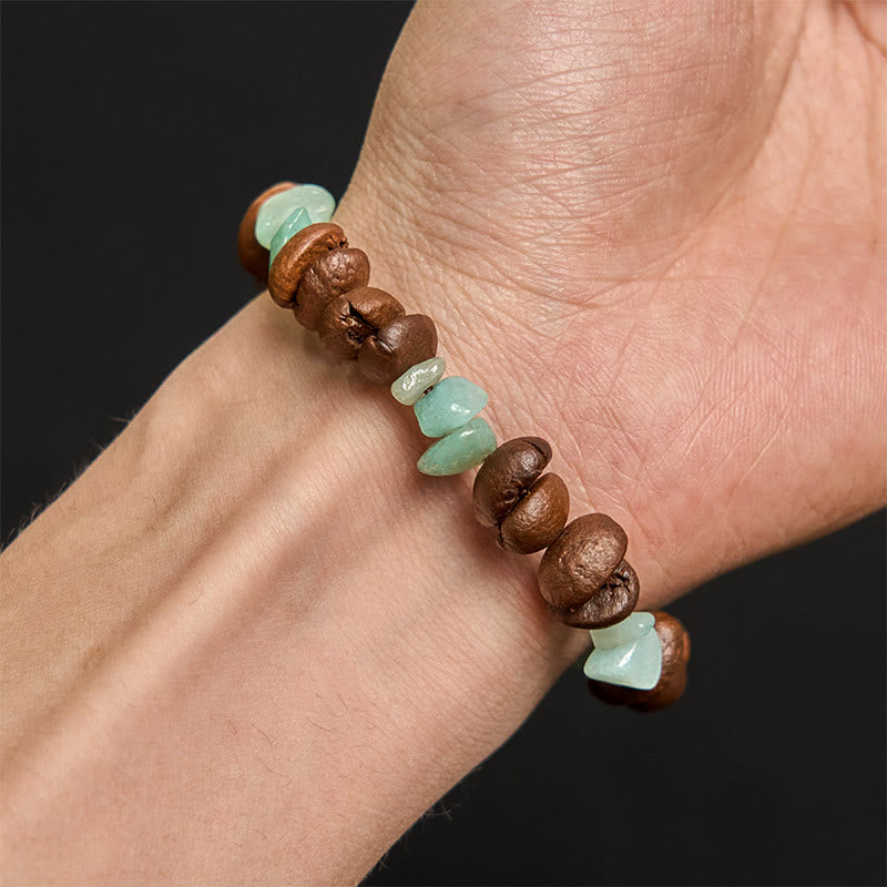 Bracelet en Buddha Stones fait à la main en grains de café naturels, améthyste, citrine, amazonite, cristal irrégulier - image 15