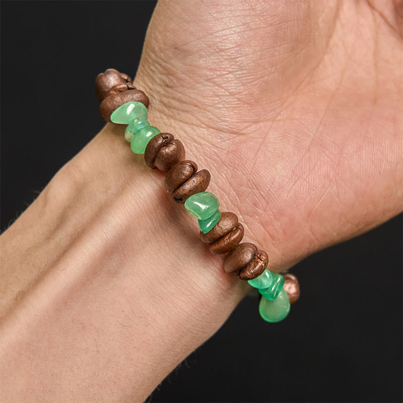 Bracelet en Buddha Stones fait à la main en grains de café naturels, améthyste, citrine, amazonite, cristal irrégulier - image 30