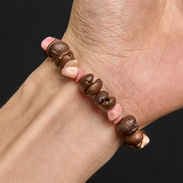 Bracelet en Buddha Stones fait à la main en grains de café naturels, améthyste, citrine, amazonite, cristal irrégulier - image 20