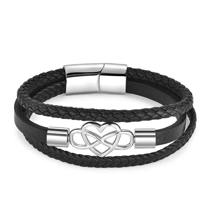 Bracelet en cuir et acier titane avec boucle renforcée et Buddha Stones géométriques - image 4