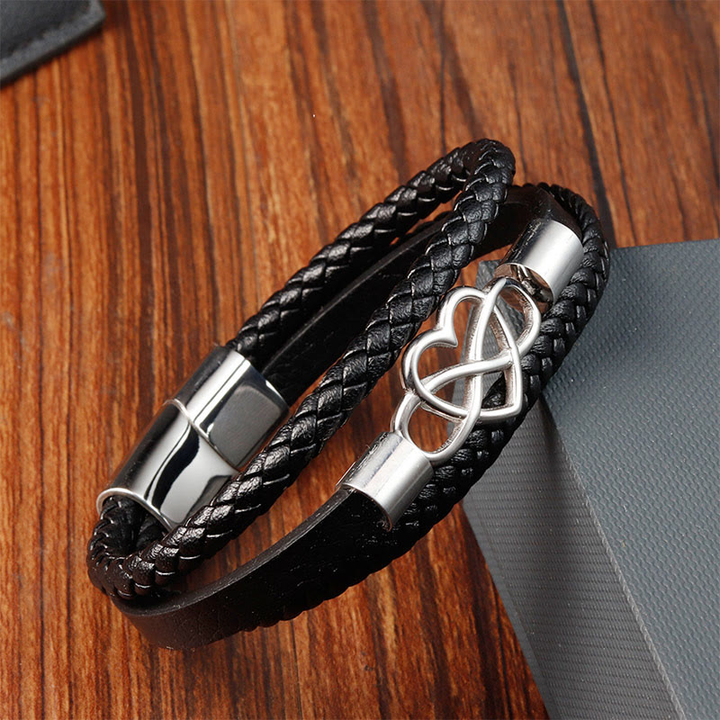 Bracelet en cuir et acier titane avec boucle renforcée et Buddha Stones géométriques - image 2