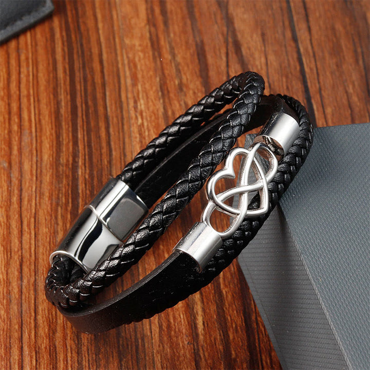 Bracelet en cuir et acier titane avec boucle renforcée et Buddha Stones géométriques - image 2