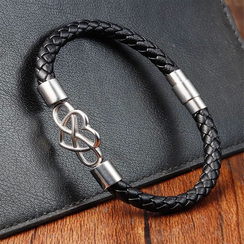 Bracelet en cuir et acier titane avec boucle renforcée et Buddha Stones géométriques - image 10