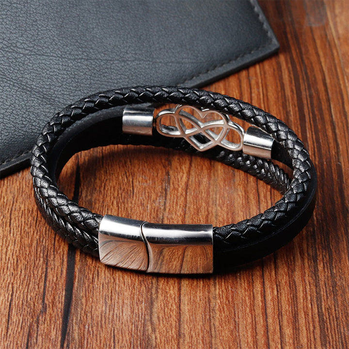 Bracelet en cuir et acier titane avec boucle renforcée et Buddha Stones géométriques - image 3