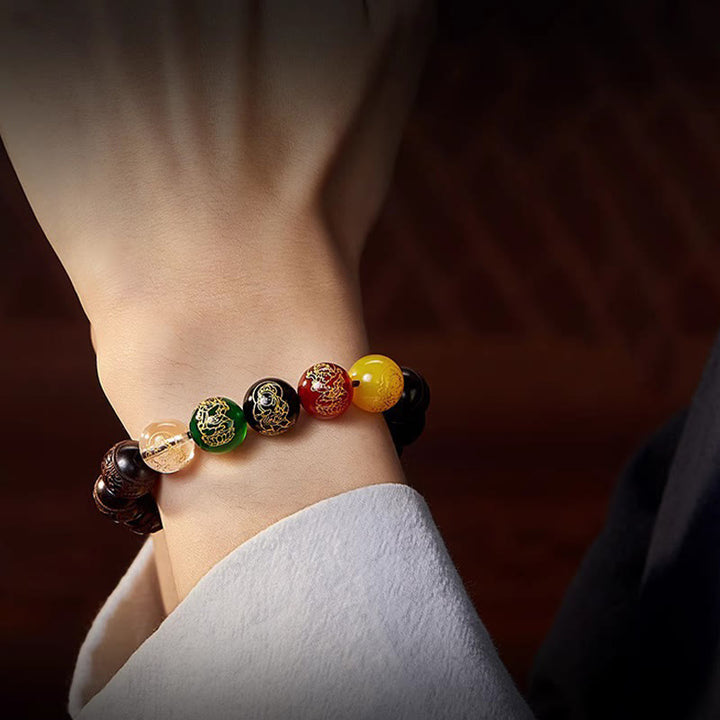 Bracelet Buddha Stones Petite Feuille Bois de Santal Rouge Cinq Directions Dieux de la Richesse Calme - image 16