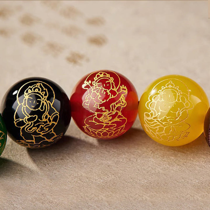 Bracelet Buddha Stones Petite Feuille Bois de Santal Rouge Cinq Directions Dieux de la Richesse Calme - image 18