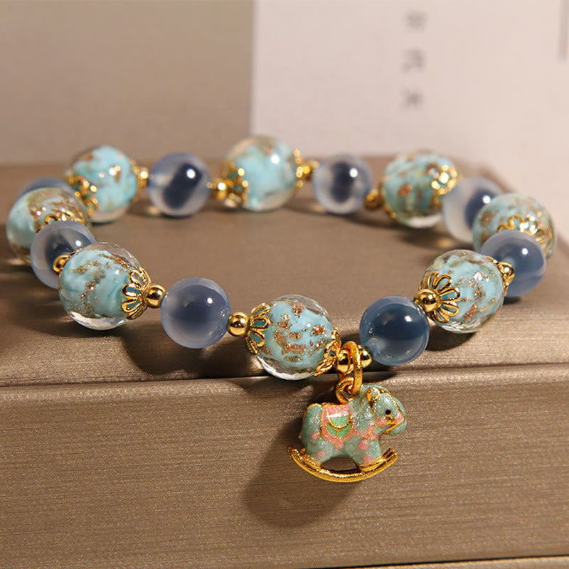 Bracelet de force du cheval en Buddha Stones naturelle et cristal blanc - image 3