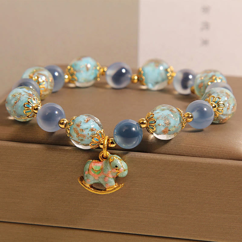Bracelet de force du cheval en Buddha Stones naturelle et cristal blanc - image 2