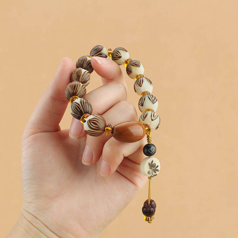 Bracelet tibétain Mala en Buddha Stones et graines de Bodhi blanches - image 5