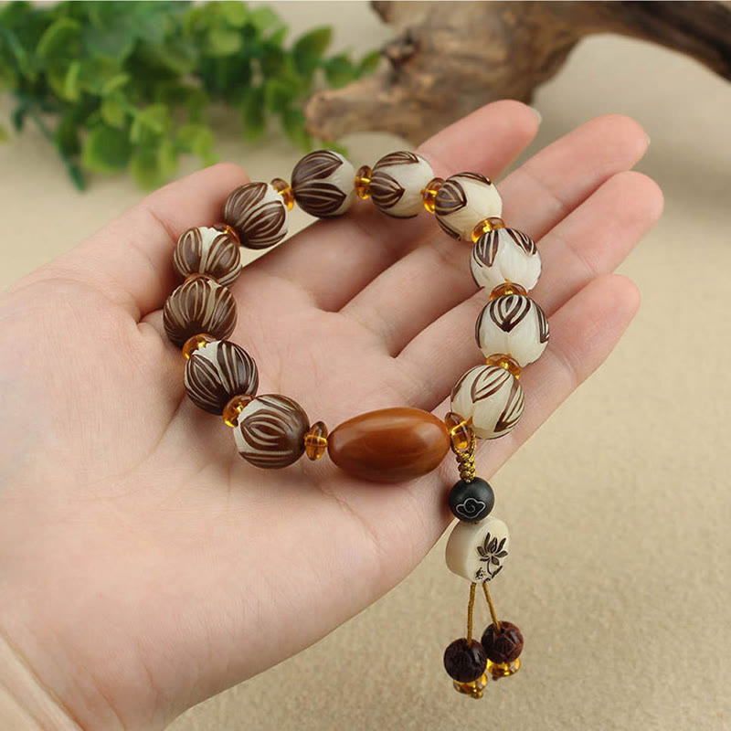 Bracelet tibétain Mala en Buddha Stones et graines de Bodhi blanches - image 11