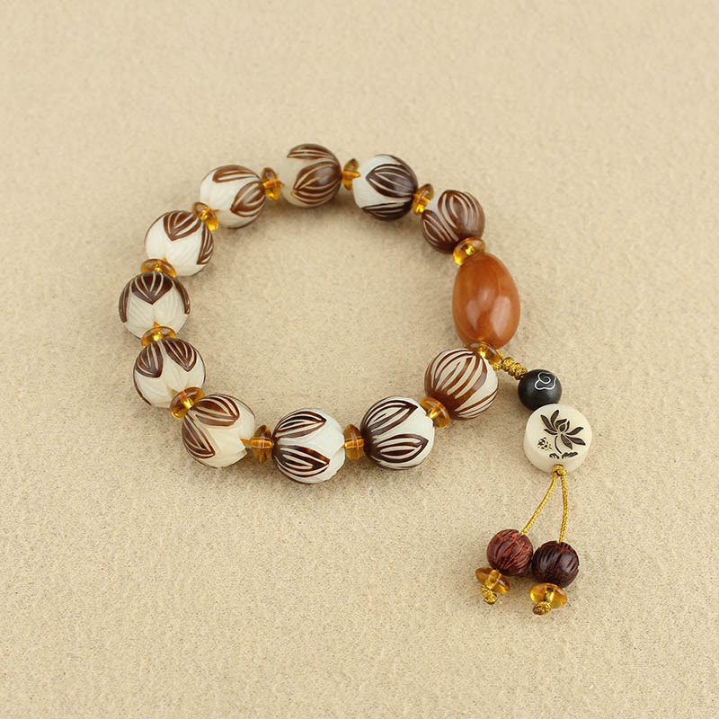 Bracelet tibétain Mala en Buddha Stones et graines de Bodhi blanches - image 2