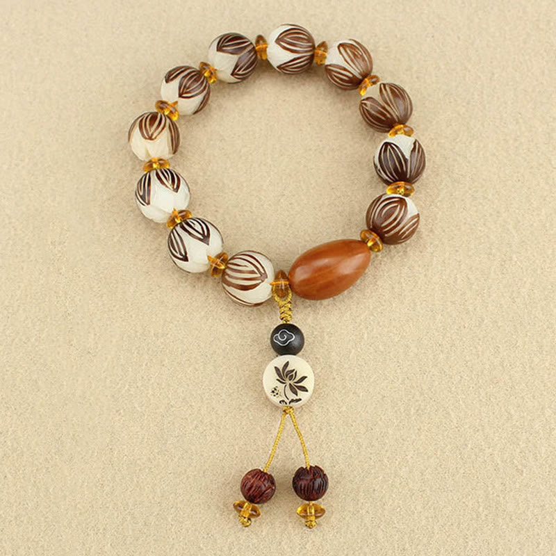 Bracelet tibétain Mala en Buddha Stones et graines de Bodhi blanches - image 8