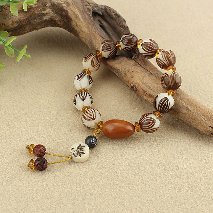 Bracelet tibétain Mala en Buddha Stones et graines de Bodhi blanches - image 4