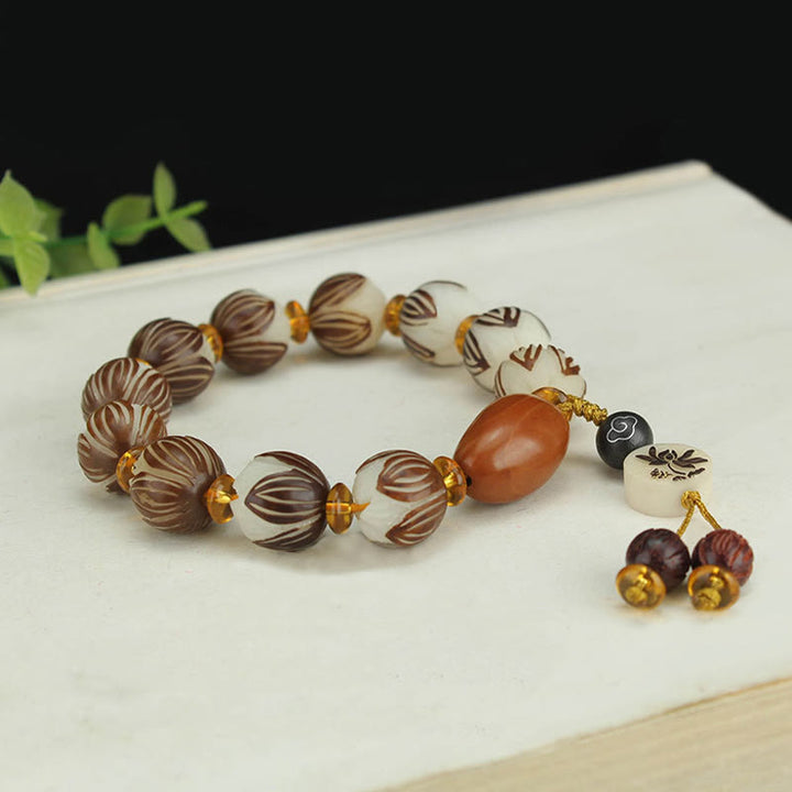 Bracelet tibétain Mala en Buddha Stones et graines de Bodhi blanches - image 10