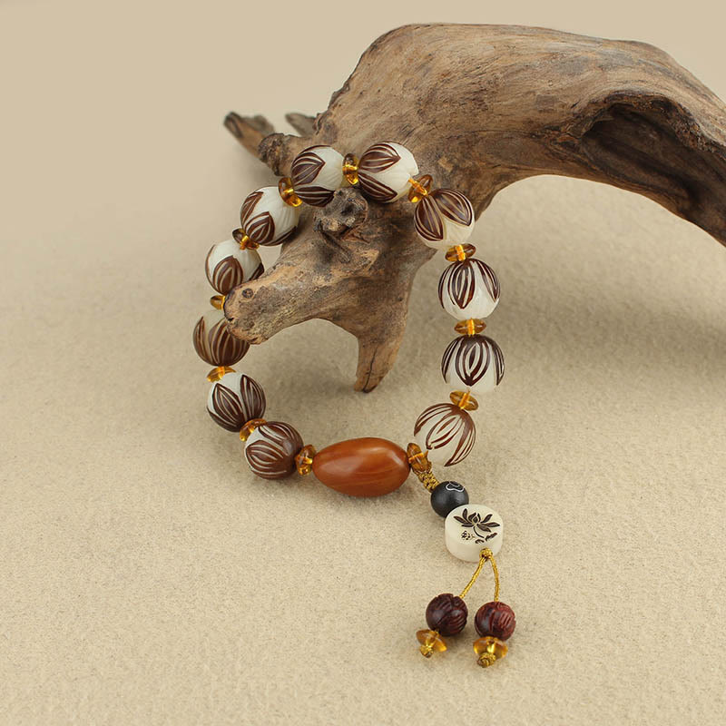 Bracelet tibétain Mala en Buddha Stones et graines de Bodhi blanches - image 12
