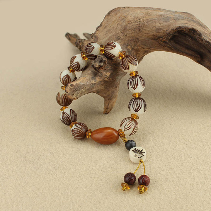 Bracelet tibétain Mala en Buddha Stones et graines de Bodhi blanches - image 12