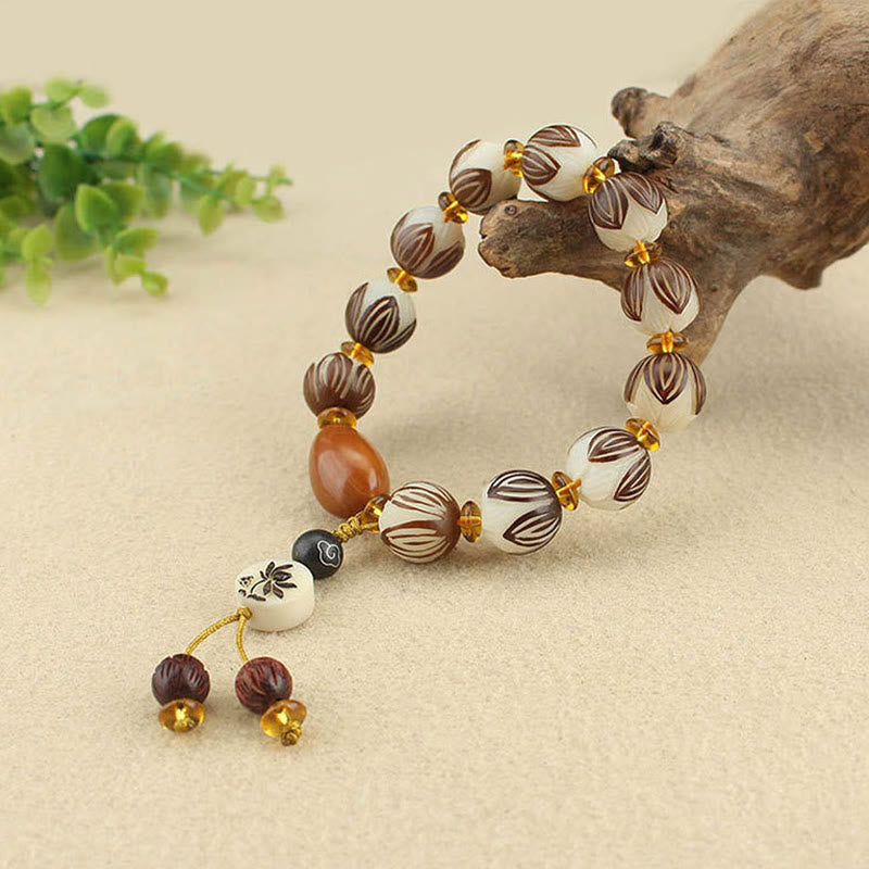 Bracelet tibétain Mala en Buddha Stones et graines de Bodhi blanches - image 9