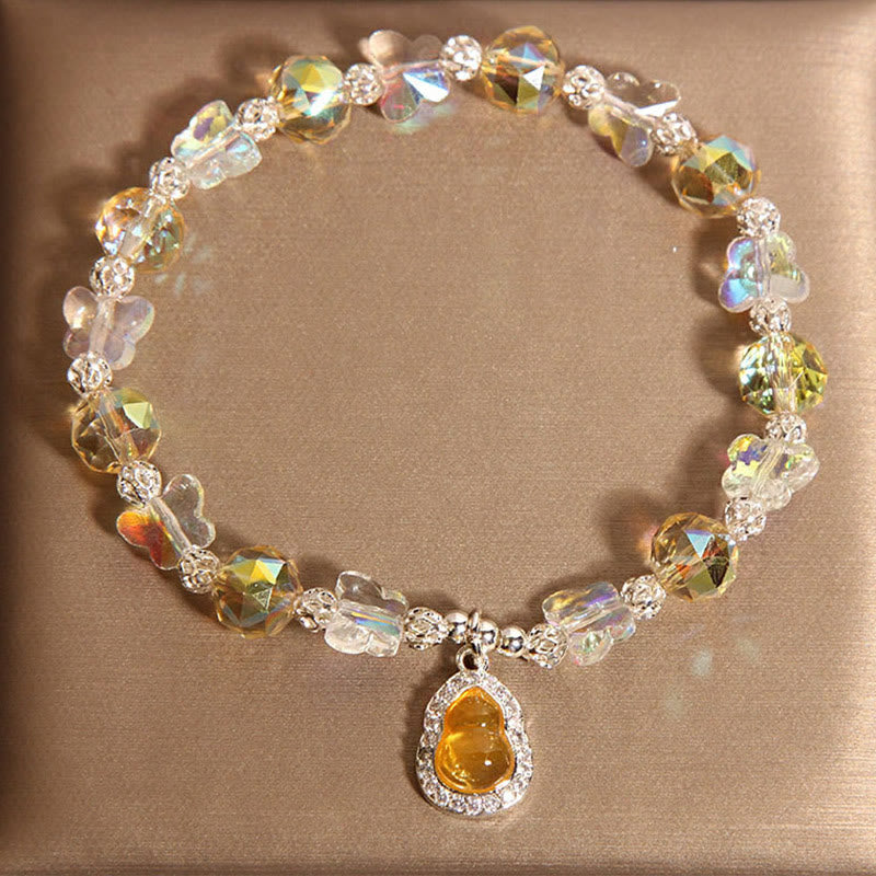 Bracelet d'équilibre en Buddha Stones, gourde papillon, améthyste, citrine, labradorite - Citrine (tour de poignet : 18 cm) - image 6