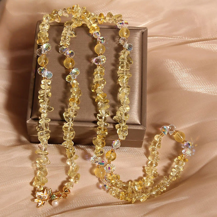 Collier pendentif équilibre en Buddha Stones, papillon, fleur, améthyste, quartz fraise - Citrine - image 12